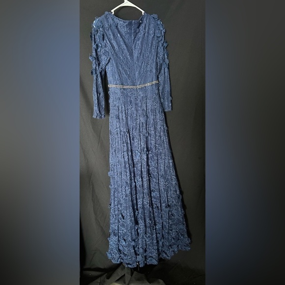 Mac Duggal 67503 NWT Floral A-line Evening Dress in Navy Blue - Picture 5 of 8